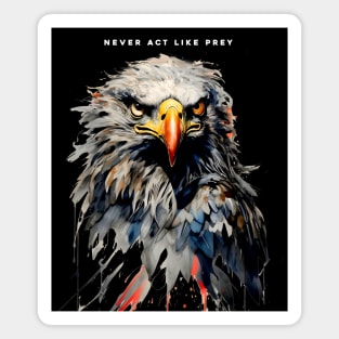 American Eagle: Never Act Like Prey on a Dark Background Magnet